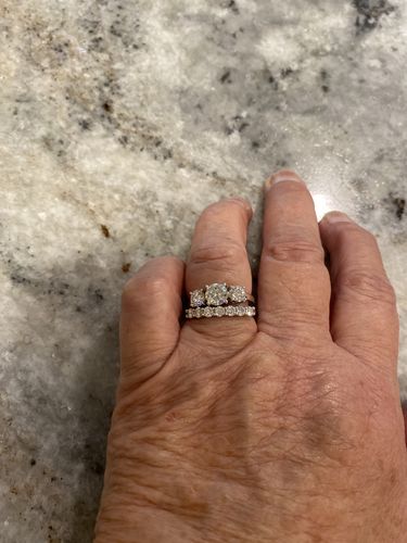 Customer photo review of Classic Three Stone Round Cut Moissanite Sterling Silver Wedding Ring