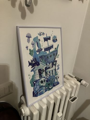Customer photo review of Blue Fishes • Stampa A3 Firmata