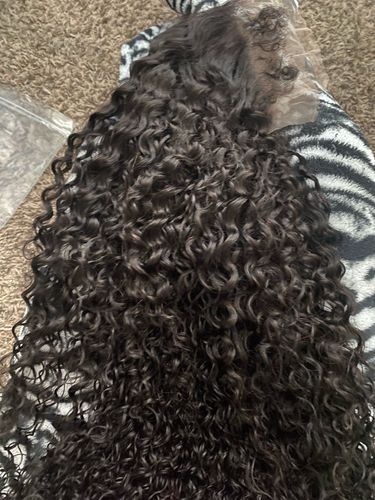 Customer photo review of 4C Edge! Kinky Curly Swiss HD Undetectable Lace 13x4 Lace Frontal Wig