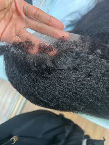 Customer photo review of 4C Edge! Kinky Straight Swiss HD Undetectable Lace 13x4 Lace Frontal Wig