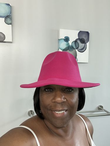 Customer photo review of Pink/Green Fedora