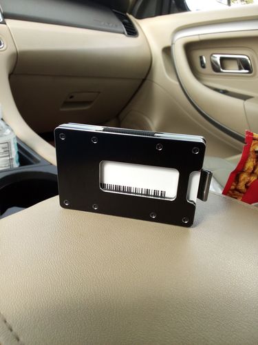 Customer photo review of Brushed Black Metal Slim Wallet
