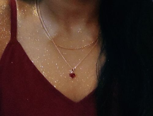 Customer photo review of Rose Gold Loving in Red Pendant With Link Chain