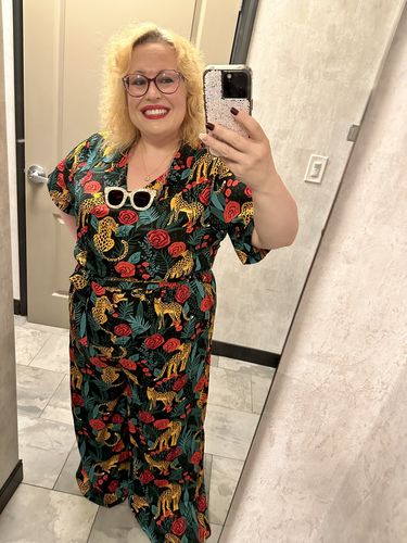 Customer photo review of Jaguar Paradise Black Animal Print Jumpsuit