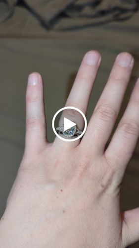 Customer video review of Halo Oval Moissanite Split Shank Pave Engagement Ring