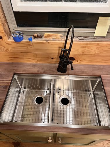 Customer photo review of 34" Workstation Sink - Double Bowl - Large Bowl Right (5LD34R)