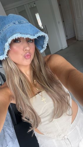 Customer photo review of Invisible Wire Human Hair Extension - Brown Soft Blended