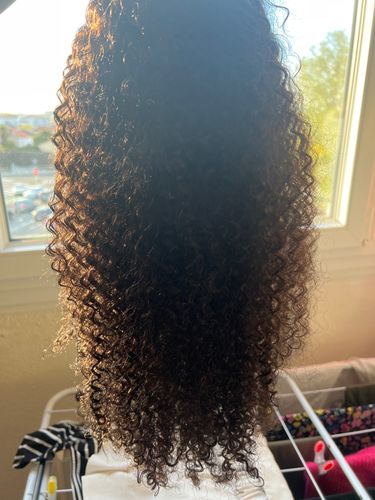 Customer photo review of No Sew In, No Glue Kinky Curly Wig U Part Wig/ V Part Wig