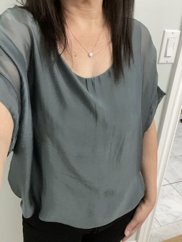 Customer photo review of Natalie Silk Tee (Charcoal)