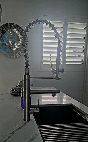 Customer photo review of Klempner Professional Pull Down Spray Dual Handle Swivel Spout Kitchen Faucet