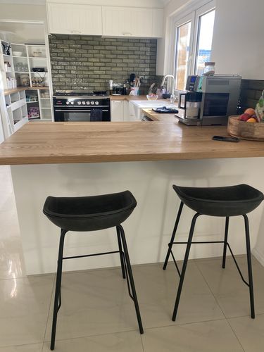 Customer photo review of Zac Leatherette Counter Stool in Iron