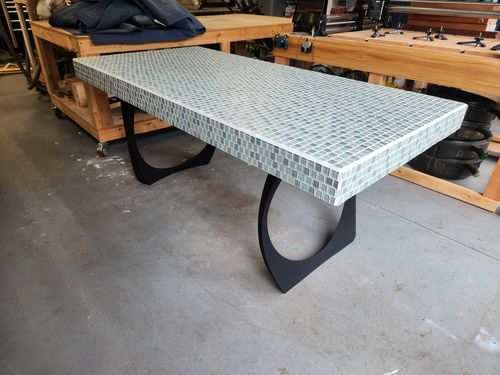 Customer photo review of Metal Table Legs - 409 Cleo - 21W, 28H inch - Set of 2 pcs - Flowyline