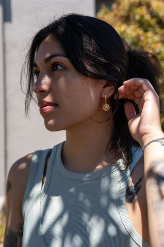 Customer photo review of Pirate Ship Earrings