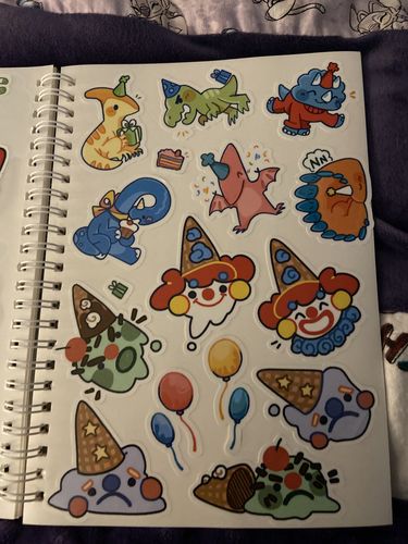 Customer photo review of Ice Cream Clown Sticker Sheet