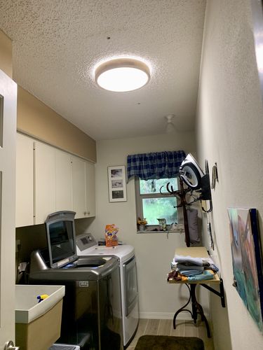 Customer photo review of Farmhouse Wooden Round LED Ceiling Light