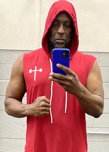 Customer photo review of Sleeveless Hoodie - Red
