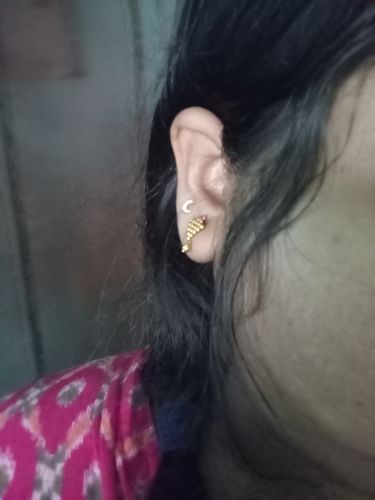 Customer photo review of Anushka Sharma Golden Crescent Zircon Earrings