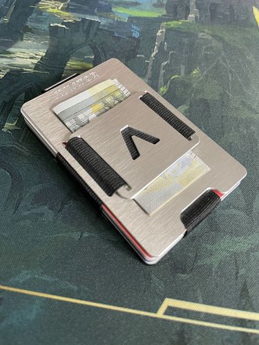 Customer photo review of Brushed Silver | Slide Wallet with Closed Coverplate + Silver Cash Clip