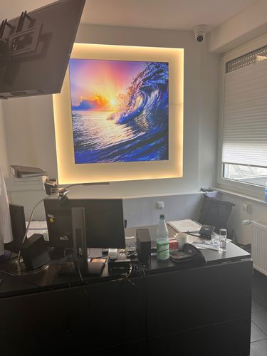 Customer photo review of Canvalight® Leuchtbild | Welle im Sonnenuntergang | Quadrat