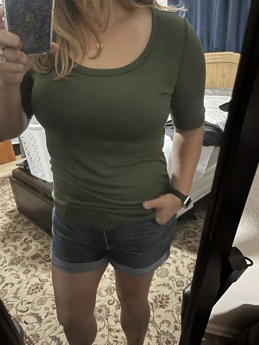 Customer photo review of Brigitte Brianna Elbow Tee