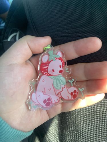 Customer photo review of Tomato Teddy Bear Keychain
