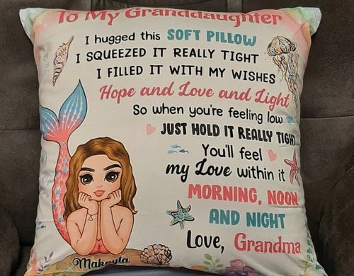 Customer photo review of Personalized Granddaughter Daughter Mermaid Hug This Pillow