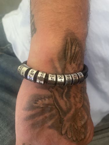 Customer photo review of Men's Braided Leather Bracelet with Custom Beads
