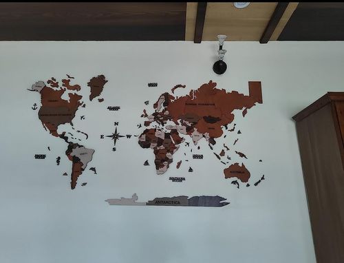 Customer photo review of 3D Wooden World Map Multicolor