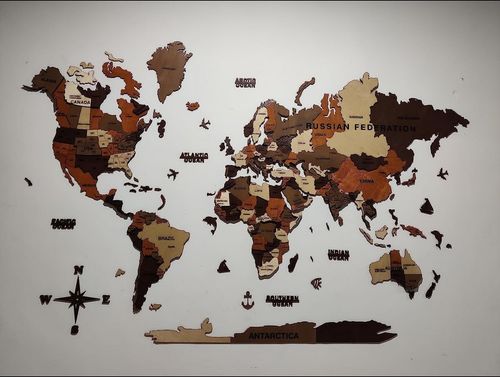 Customer photo review of 3D Wooden World Map Multicolor