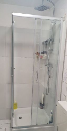 Customer photo review of SONNI Duschkabine Eckeinstieg Schiebetür mit/ohne Duschtasse Ablaufgarnitur 70-120cm Höhe 185cm