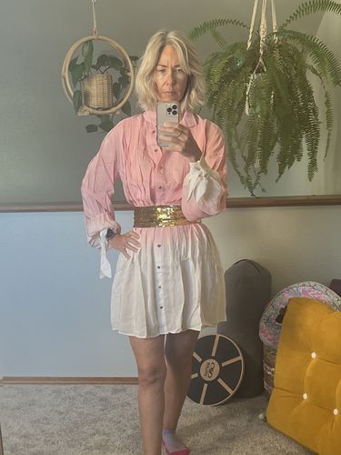 Customer photo review of If I Should Stay Pleated Mini Dress