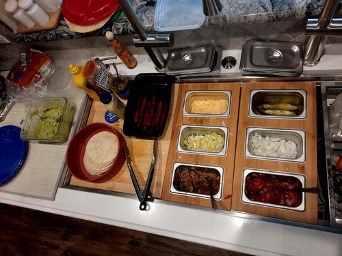 Customer photo review of Workstation Sink Accessory - 7" Bamboo 3 Bowl Serving Board (LCB-3bowl)