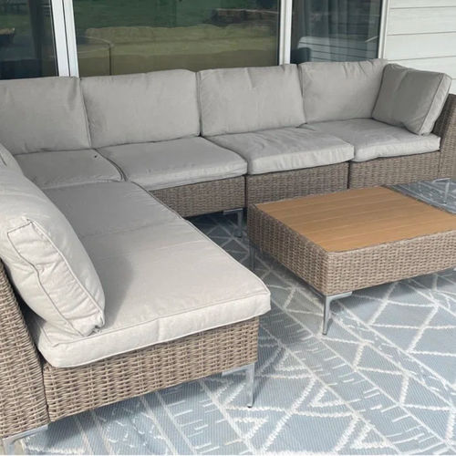 Customer photo review of 7 Pcs Outdoor Sectional Sofa All-Weather Half-Round Rattan Furniture Set with Cushion & Tea Table