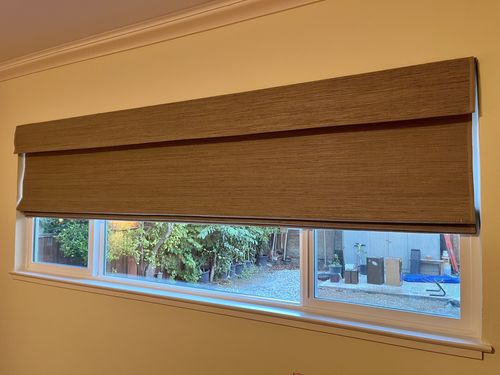 Customer photo review of SmartWings Motorized Woven Wood Shades 50%/70%/100% Blackout Orithyia