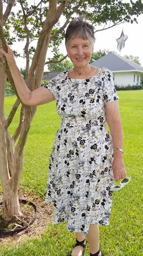 Customer photo review of White Bumble Bee Short Sleeve Rounded Neck Dress by Eva Rose
