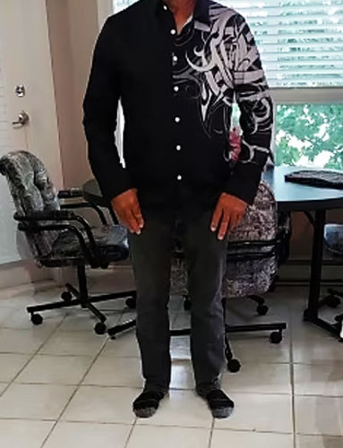 Customer photo review of Creative Black Tribal Tattoo Pattern Printing Long Sleeve Shirt