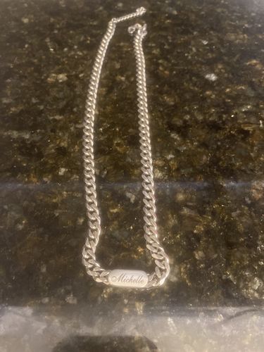 Customer photo review of Mens Silver Cuban Name Chain