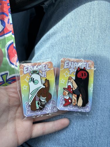 Customer photo review of Angel and Devil Ghost Enamel Pins