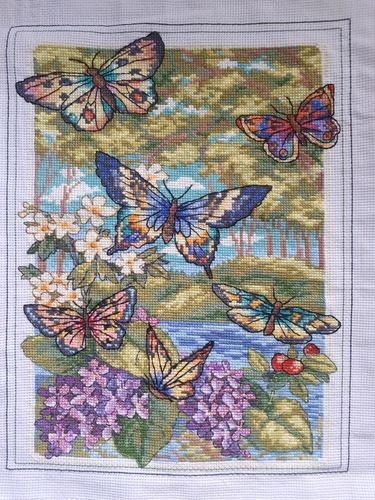 Customer photo review of Kreuzstich - Schmetterlinge im Garten | 30x50 cm
