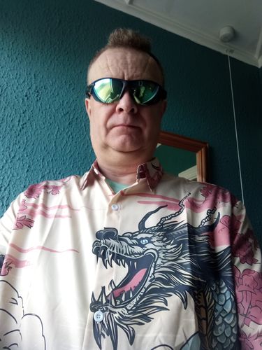 Customer photo review of Ancient Painting Wind Turbulent Sea Waves Domineering Dragon Printing Short Sleeve Shirt