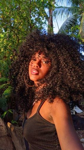 Customer photo review of Afro Curly Wear & Go Glueless Wigs With Natural Hairline Dome Cap Lace Closure Wigs