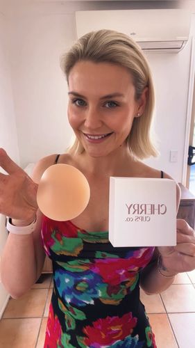 Customer photo review of Cherry Cups- Non Adhesive Nipple Covers