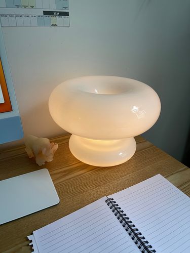 Customer photo review of White Glass Circle Table Lamp Bedroom Living Room Corridor Lighting Reading Home Decoration Ornaments