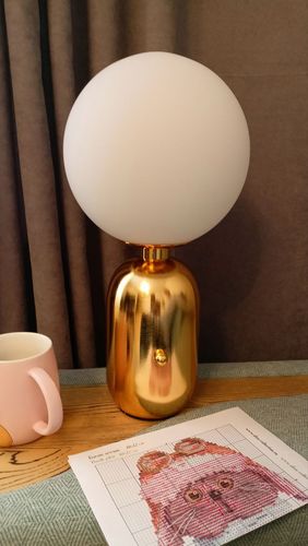 Customer photo review of Nordic Design Modern Creative Bedroom Bedside Ball golden Table Lamp Simple Fashion Study Room Glass Desk Lamp for living room