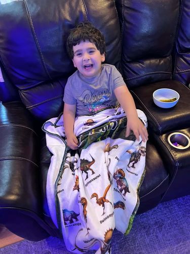 Customer photo review of Free Shipping✈️Personalized Jurassic Dinosaur Name Custom Blanket