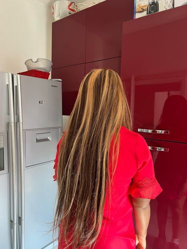 Customer photo review of Piano Highlight Body Wave Lace Frontal Human Hair Wig