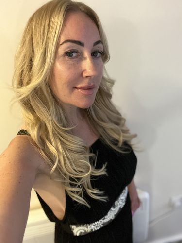 Customer photo review of Invisible Wire Human Hair Extension - Mixed Blonde