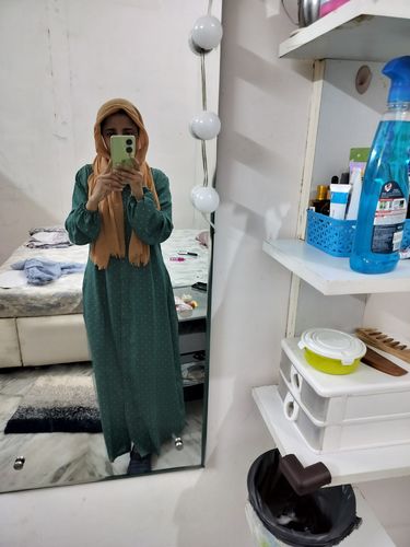Customer photo review of Sea Green Polka Print Maxi Abaya Dress