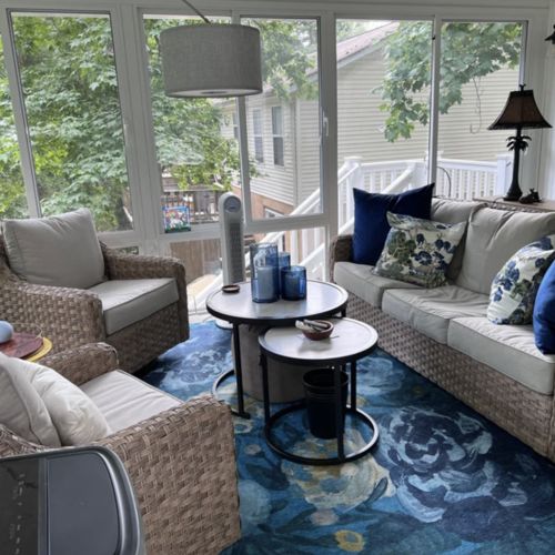 Customer photo review of Asian Scenic Blue and Green Pillow Cover