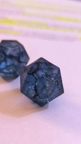 Customer photo review of Raised Dark Blue Lightning Glass Dragon DnD D&D Dice Set